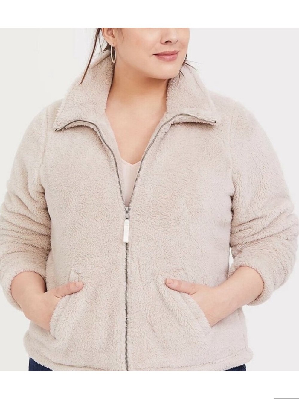 Plush Zip Jacket in Light Taupe